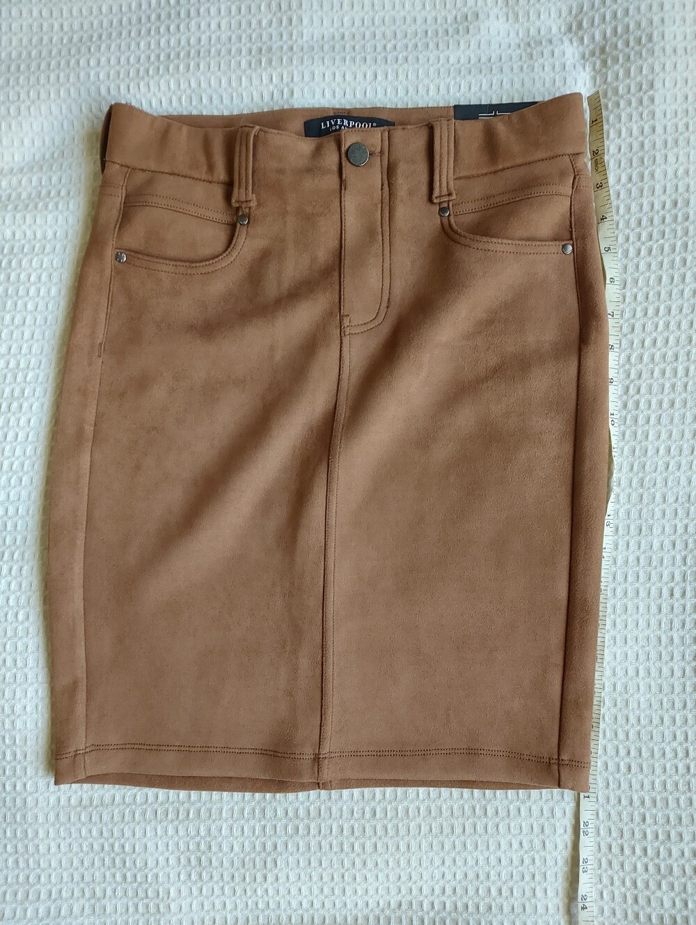 Liverpool Faux-Suede Pencil Skirt - Brown